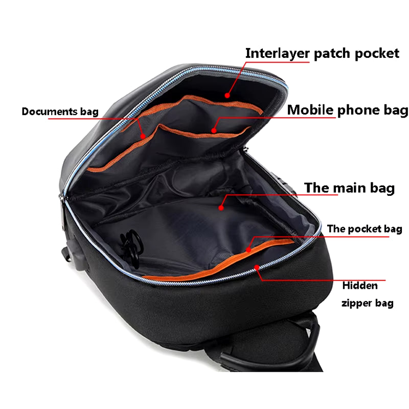 Anti-Theft Lock Chest Bag for Men USB Charging Travel Shoulder Bag High-Quality Messenger Bags Waterproof Men'S Crossbody Bag