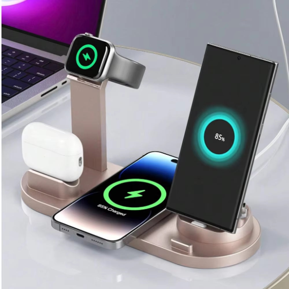 5 in 1 Wireless Charger Stand Pad for Iphone 15 14 13 12 11 X Apple Watch Airpods Desk Phone Chargers Fast Charging Dock Station