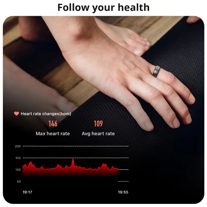 R06(Qring) Steps Heart Rate Pressure Blood Oxygen Saturation Sleep Distance Calories IP68 Smart Ring Waterproof Multi-Sport Mode