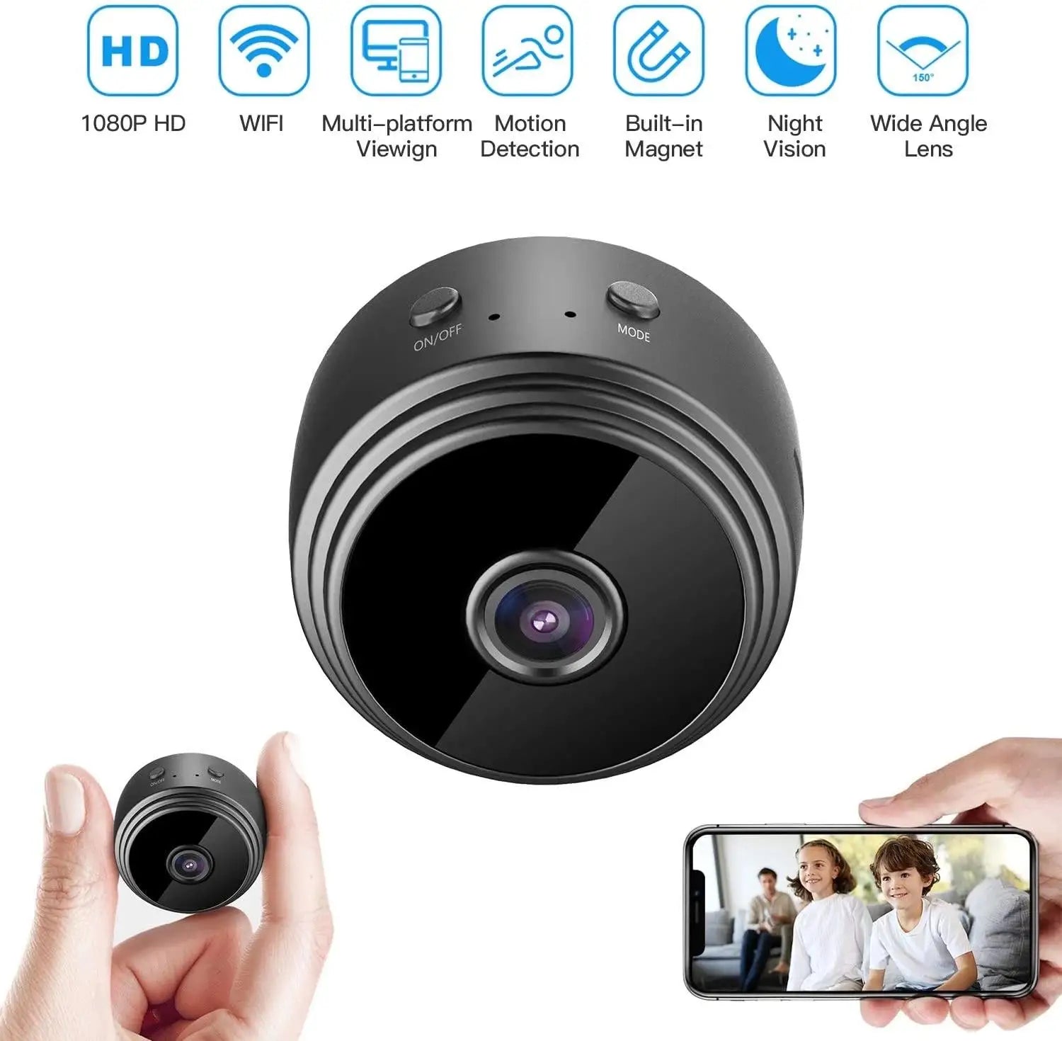 A9 Security Camera Full HD 1080P 2MP Wifi IP Camera Night Vision Wireless Mini Home Safety Surveillance Micro Small Cam Remote