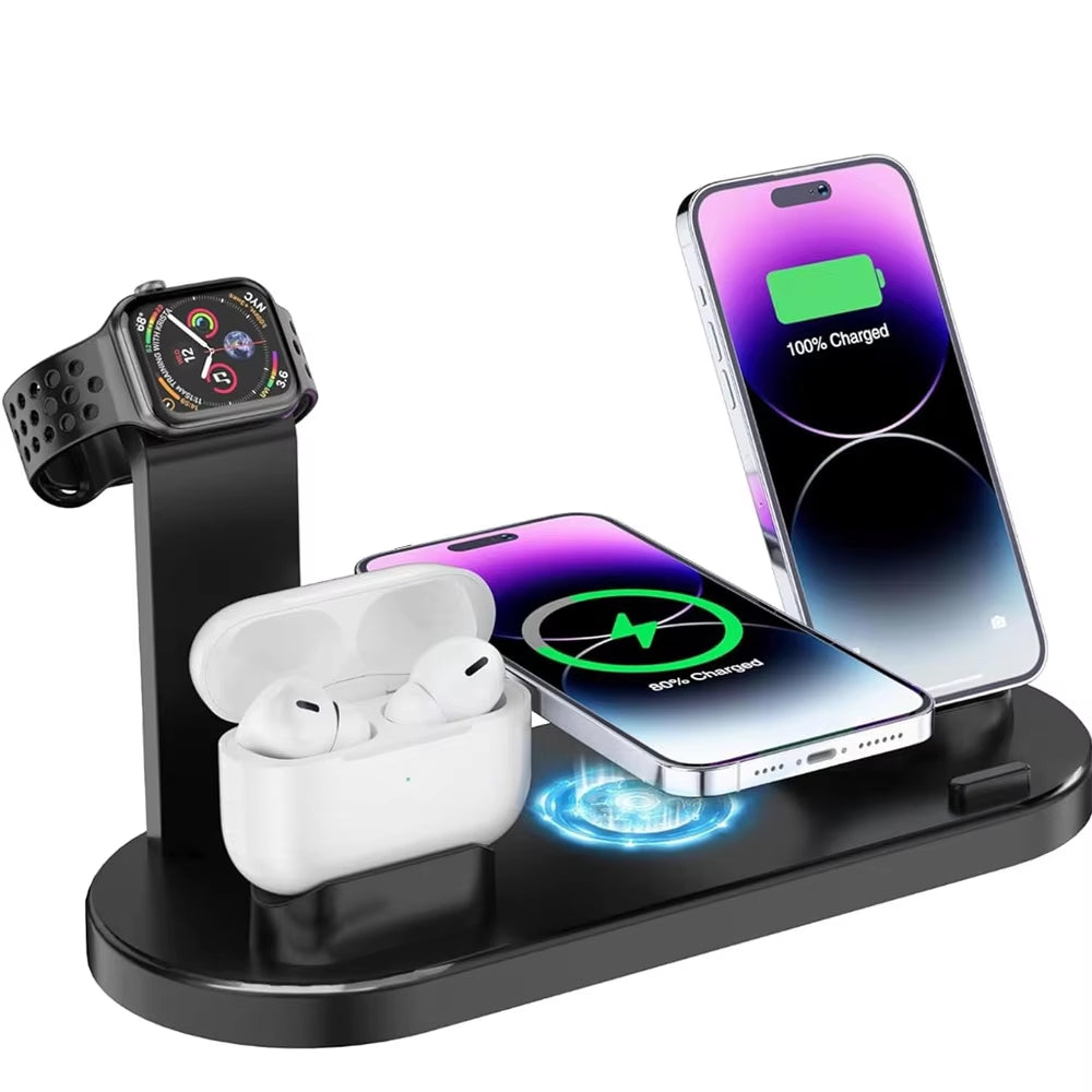 5 in 1 Wireless Charger Stand Pad for Iphone 15 14 13 12 11 X Apple Watch Airpods Desk Phone Chargers Fast Charging Dock Station