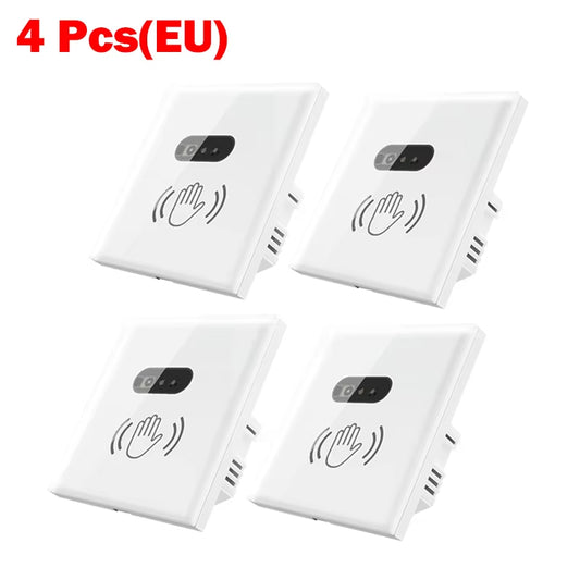 Smart Home Wall Light Switch Infrared Sensor Glass Screen Panel EU US Neutral Wire 220V 10A Electrical Power No Need to Touch