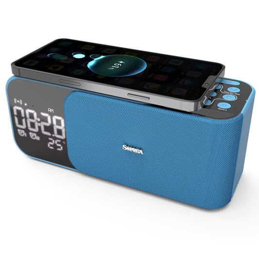 WD-500 Digital Led Mirror Alarm Clock Night Light Led Bluetooth Speakers with Wireless Charger Stereo Speakers